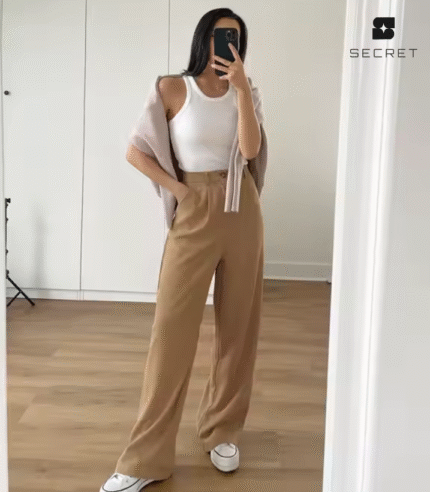 Women High Waist Straight Leg Pants