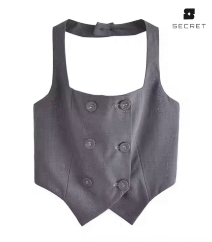 Double Breasted Back Hollow Out Tank Top
