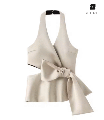 Waist Bow Tie Halter Tank Top