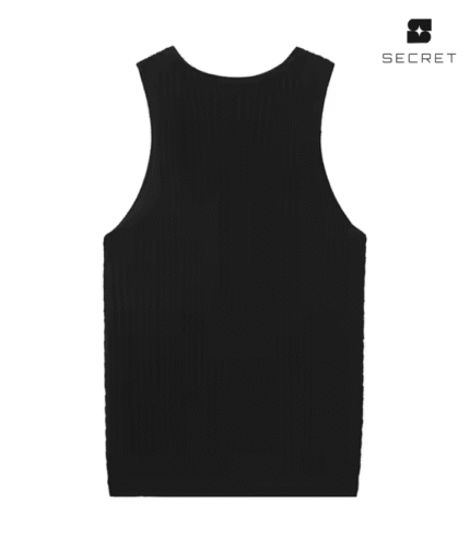 Crew Neck Black Knitted Tank Top