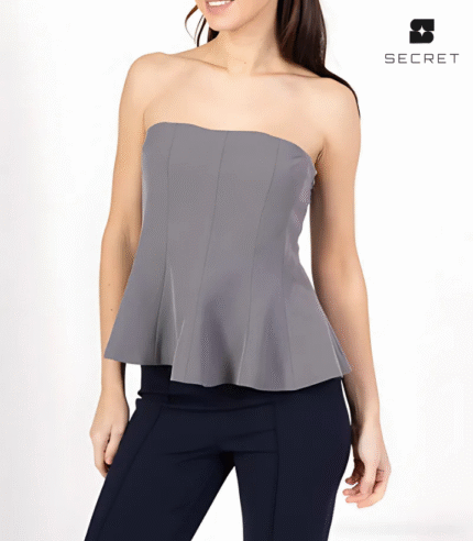 Strapless Zipper Fly Casual Tank Top