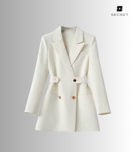 Women's solid color suit coat – long sleeve business blazer with breasted button design, perfect for office and casual wear.