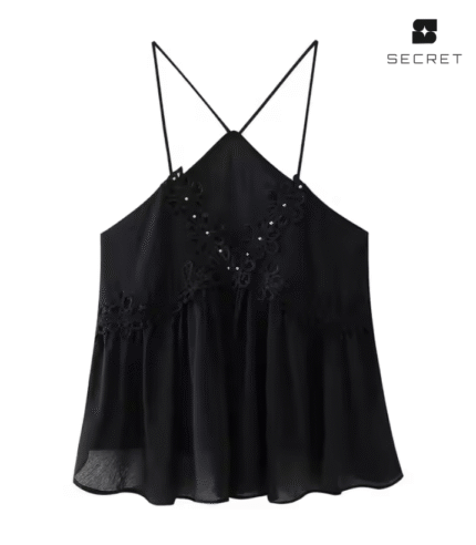 Embroidery Spaghetti Strap Tank Top