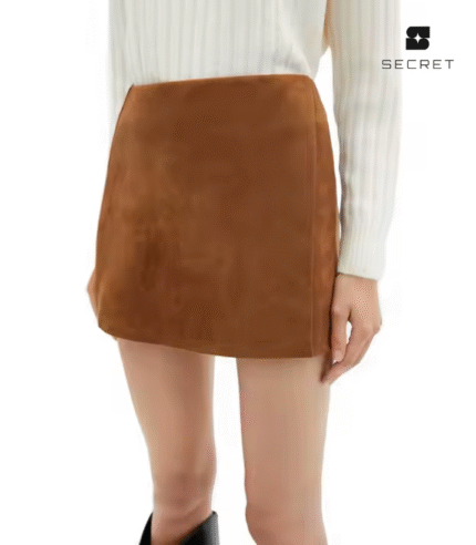Zipper Fly Suede Mini Skirt