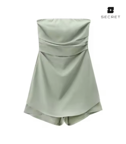 Strapless Back Bow Tie Pleated Jumpsuit