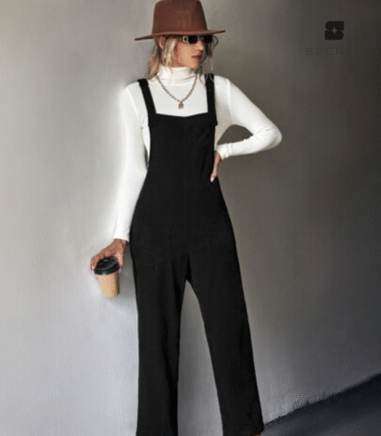 Back Shoulder Strap Zipper Fly Jumpsuit