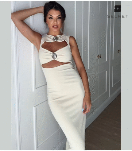 Sleeveless With Front Open Midi Dress