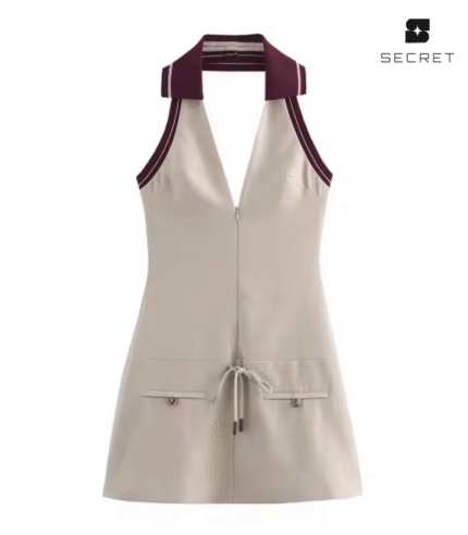 Lace-up Halter Mini Dress