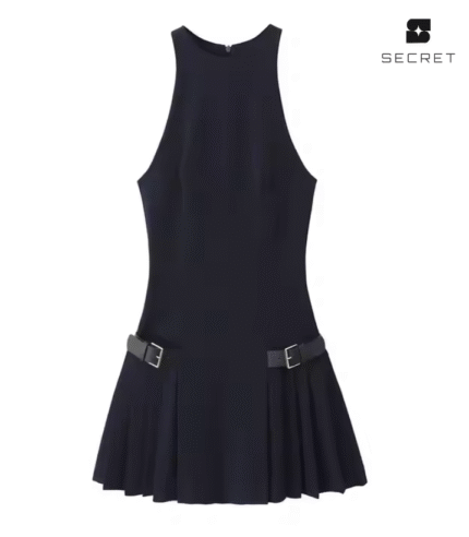 Sleeveless Side Buckle Mini Dress
