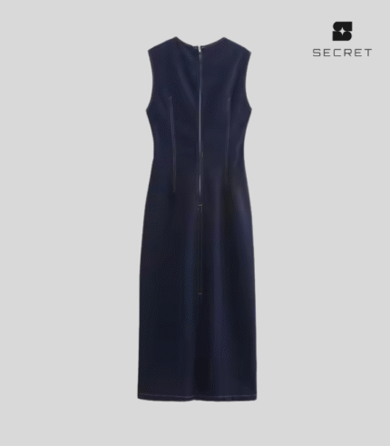 Sleeveless Crew Neck Denim Jean Dress