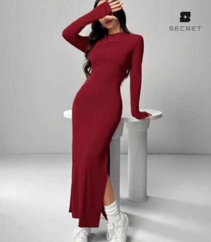 High-Slit Full Sleevee Maxi Dress