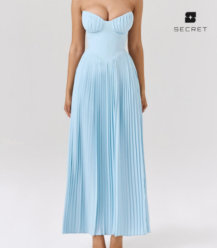 Strapless Full Pleated Maxi Dress